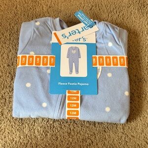 Carter's Light Blue Fleece Pajama with White Dots